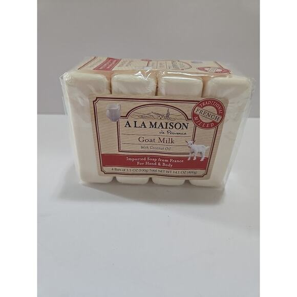 A La Maison Goat Milk Bar Soap 3.5 oz. | 4 Bars Triple French Milled All Natu... - Picture 1 of 7